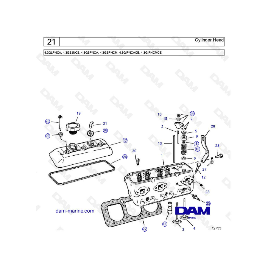 Volvo Penta 4.3L GS - Cylinder head