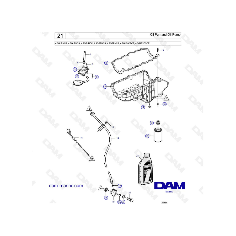 Volvo Penta 4.3L GS - Cárter de aceite y bomba de aceite