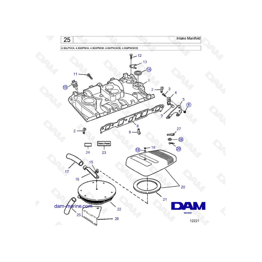 Volvo Penta 4.3L GS - Colector de admisión