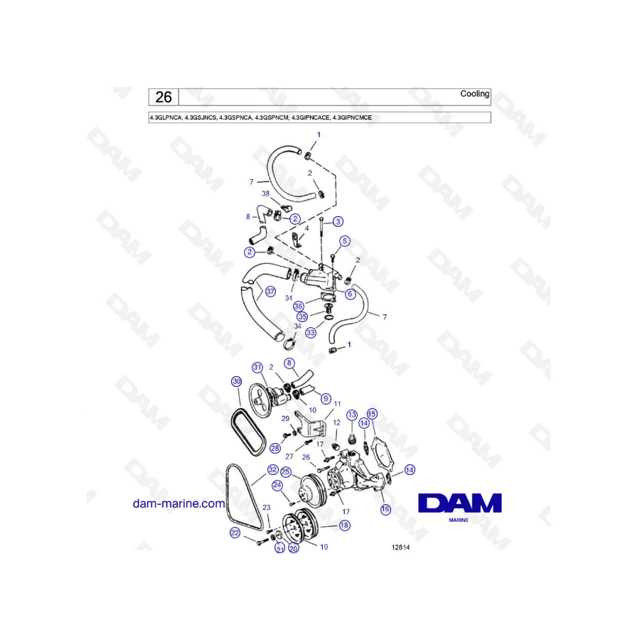 Volvo Penta 4.3L GS - Cuerpo del acelerador y cubierta del motor