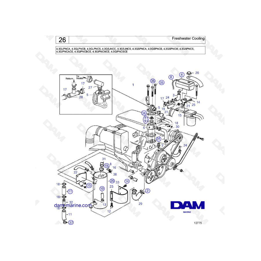 Volvo Penta 4.3L GS - Freshwater cooling