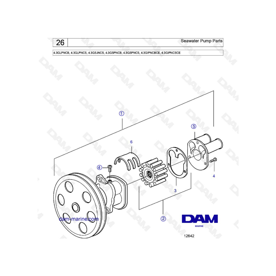 Volvo Penta 4.3L GS - Seawater Pump Parts