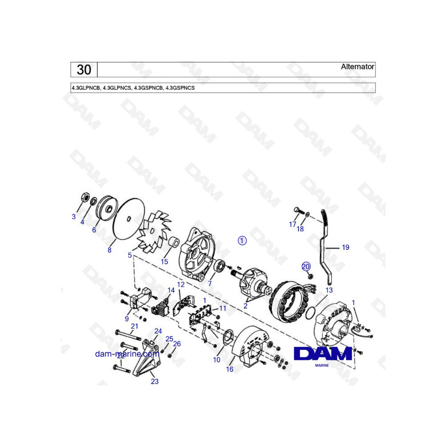 Volvo Penta 4.3L GS - Alternador