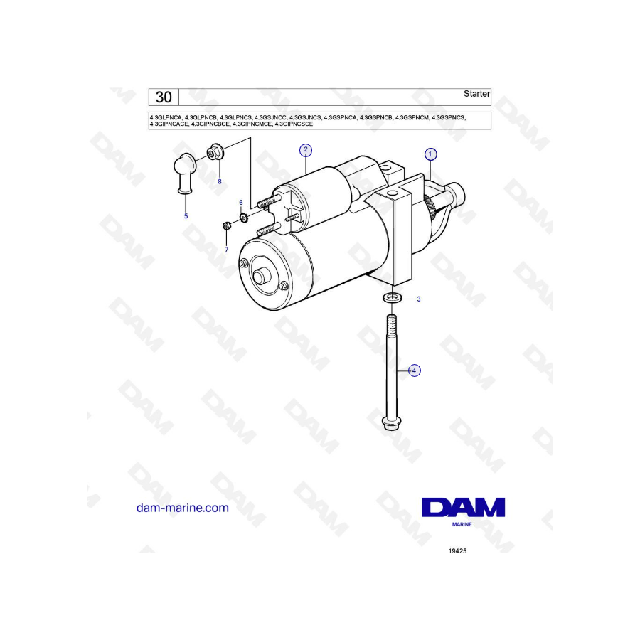 Volvo Penta 4.3L GS - Démarreur