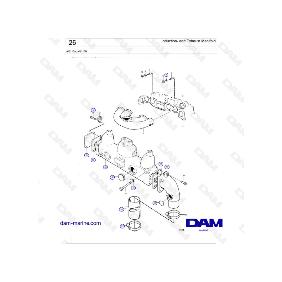 Volvo Penta AQ115 Induction & exhaust manifold