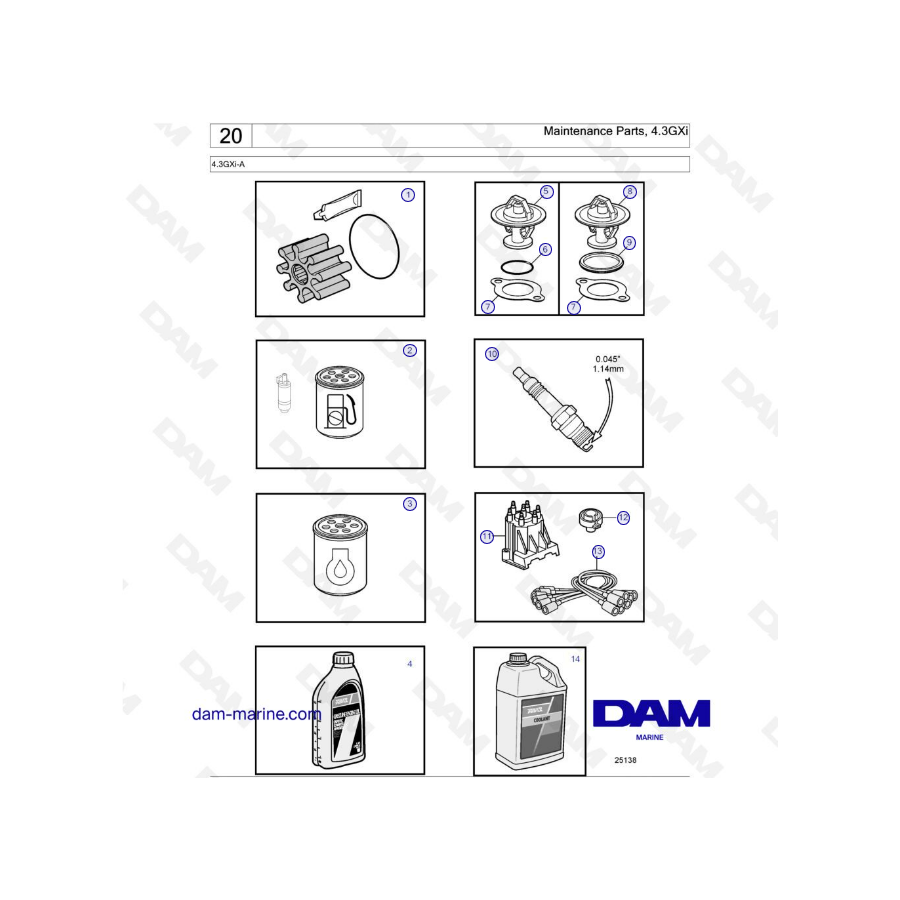 Volvo Penta 4.3L GXI - Piezas de mantenimiento