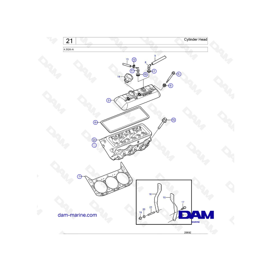 Volvo Penta 4.3L GXI - Cylinder head