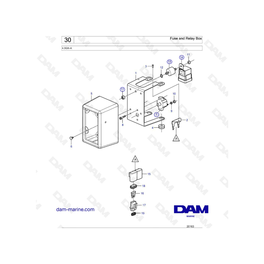 Volvo Penta 4.3L GXI - Caja de fusibles y relés