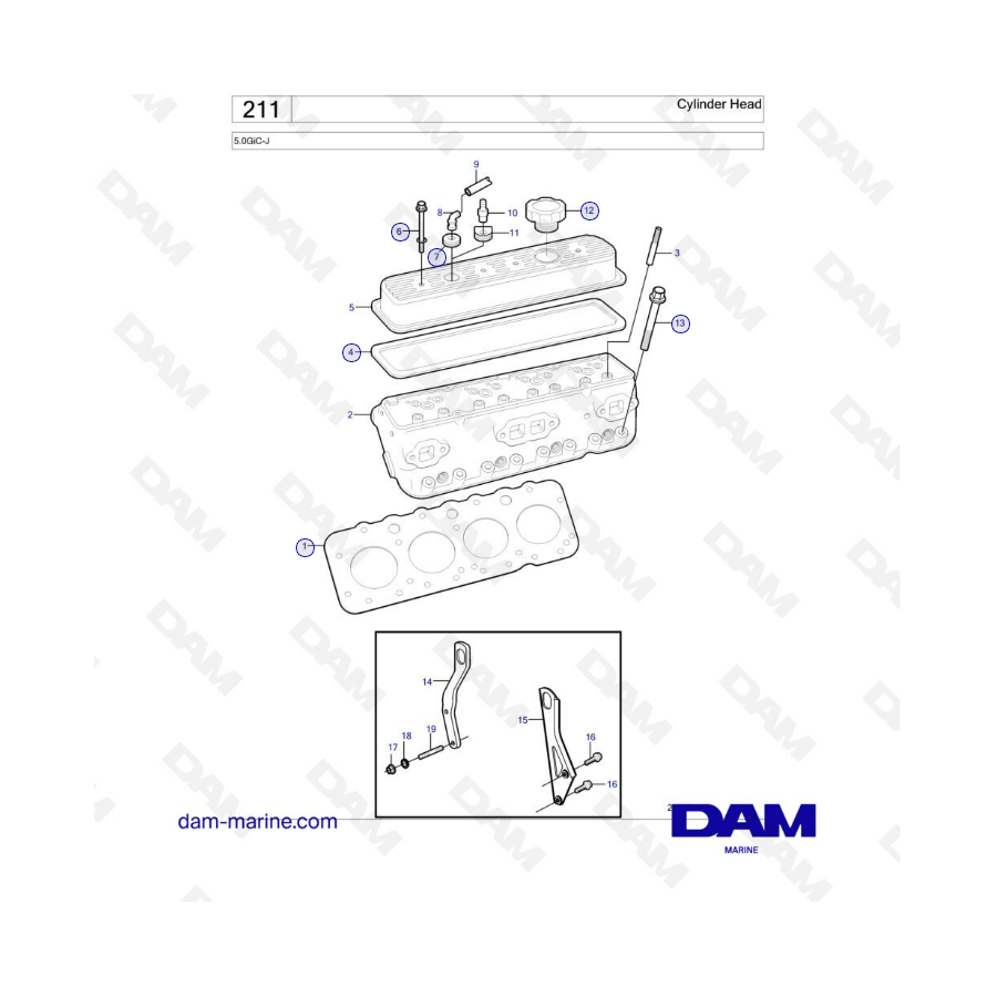 Volvo Penta 5.0L GI - Culasse