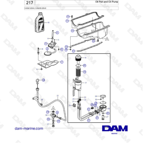 Volvo Penta 5.0L GI - Oil pan & oil pump