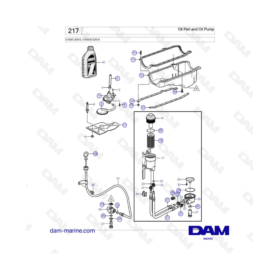 Volvo Penta 5.0L GI - Oil pan & oil pump