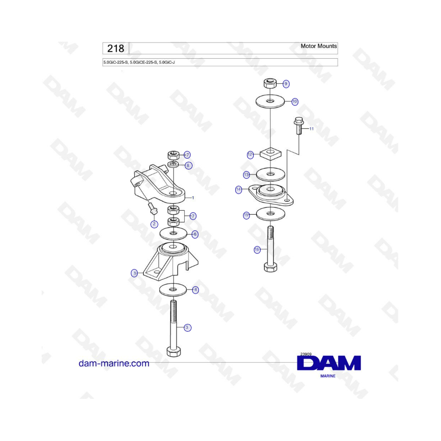 Volvo Penta 5.0L GI - Soportes de motor