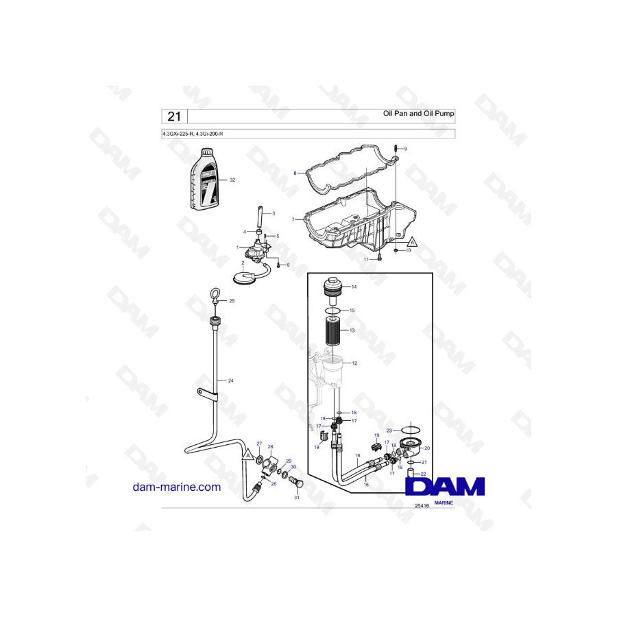 11/8M2008293olvo Penta 4.3L GI - Cárter de aceite y bomba ocular