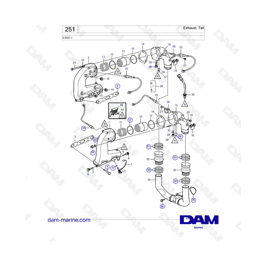 Volvo Penta 5.0L GI - Escape alto