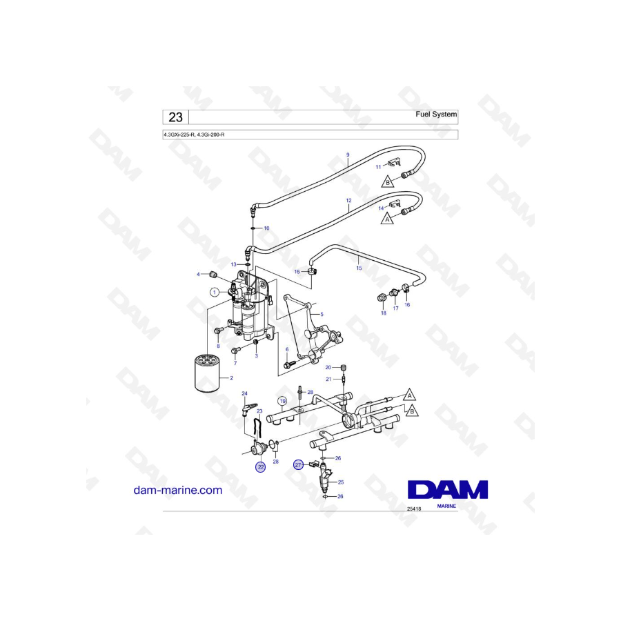 Volvo Penta 4.3L GI - Sistema de combustible