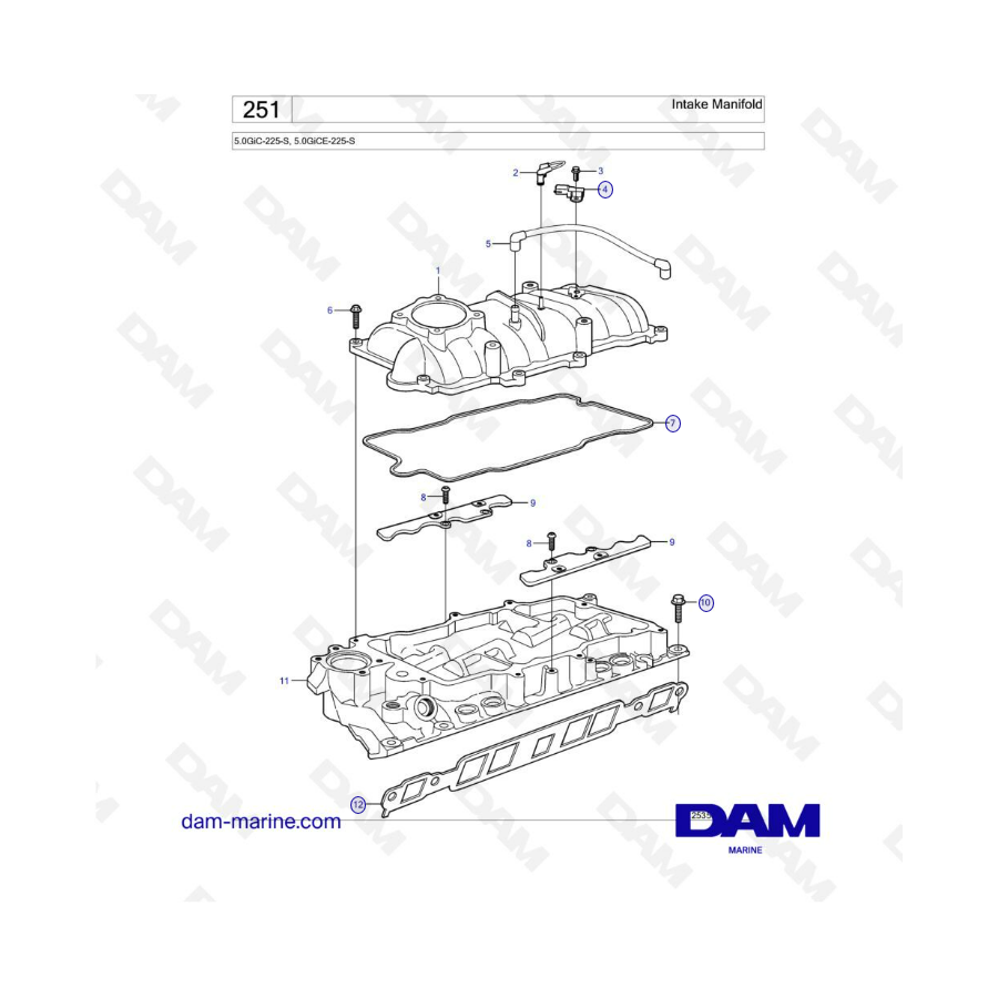 Volvo Penta 5.0L GI - Colector de admisión