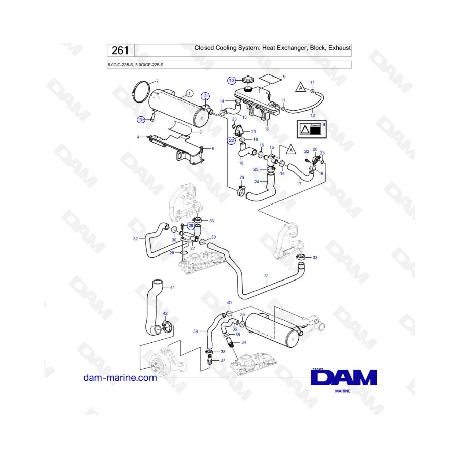 Volvo Penta 5.0L GI - Closed Cooling System: Heat Exchanger, Block, Exhaust