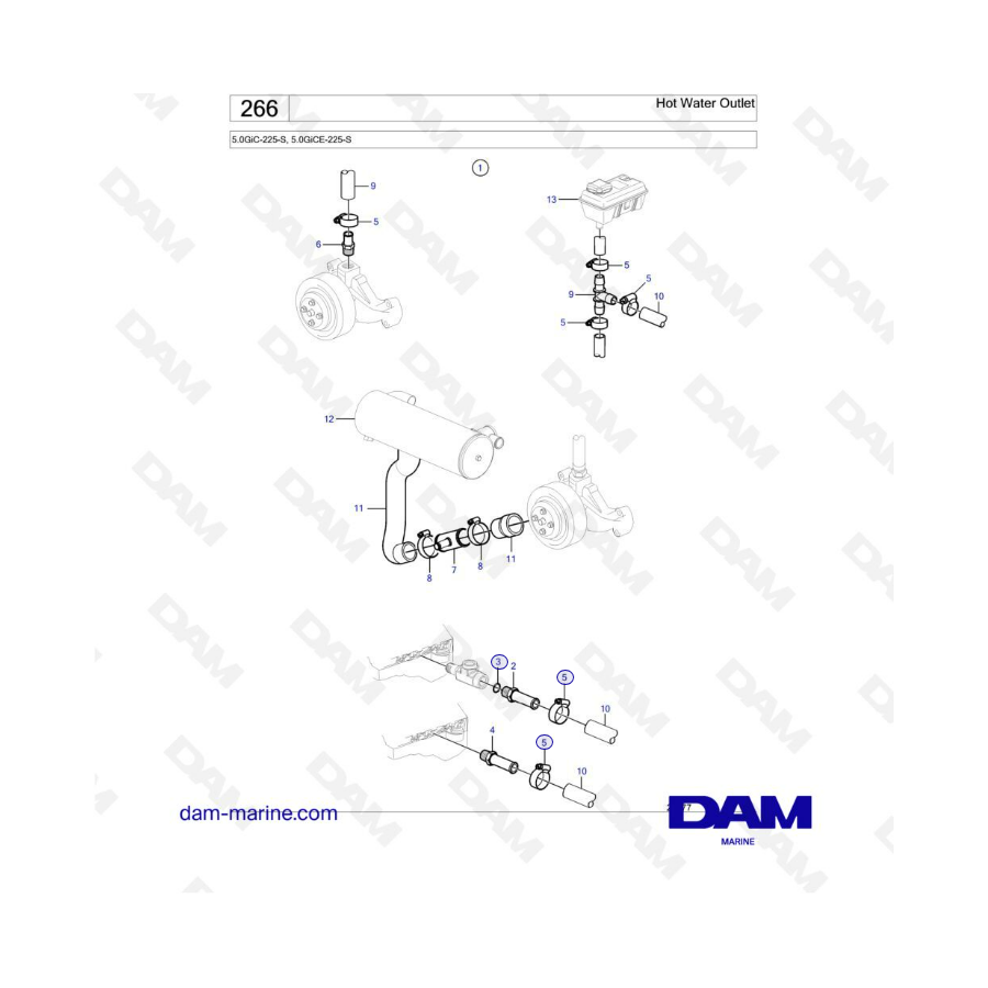 Volvo Penta 5.0L GI - Hot water outlet