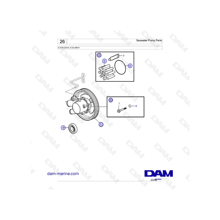 Volvo Penta 4.3L GI - Bomba de agua de mar Piezas