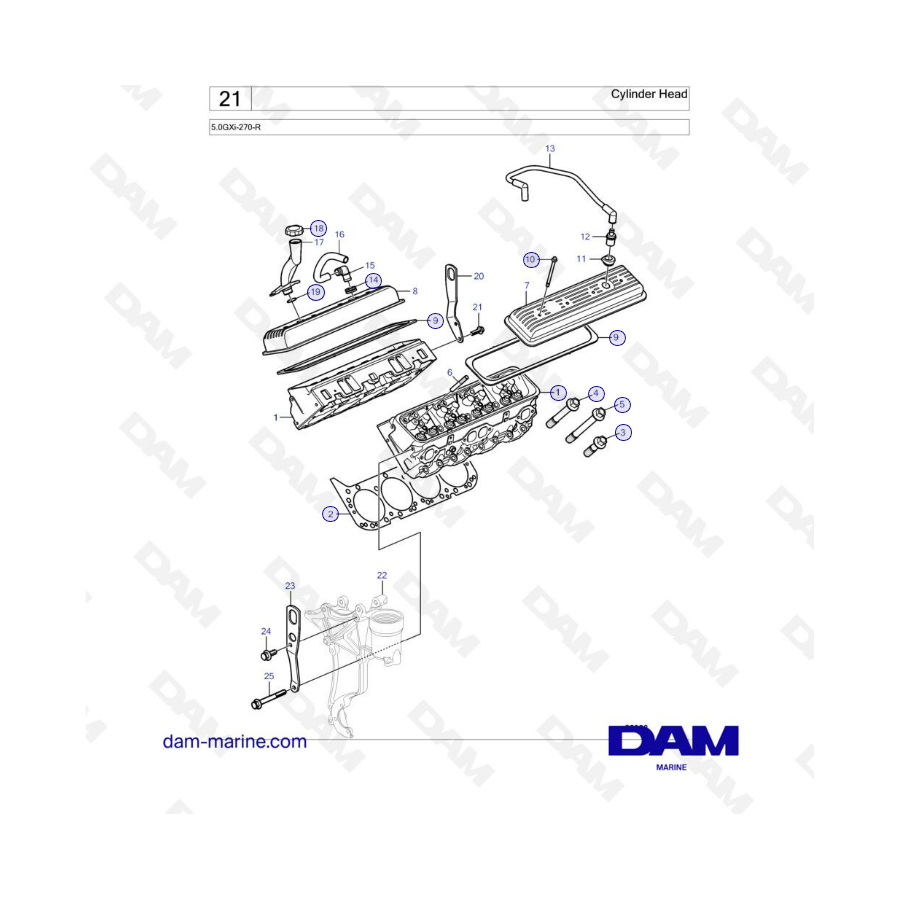 Volvo Penta 5.0L GXI - Culasse