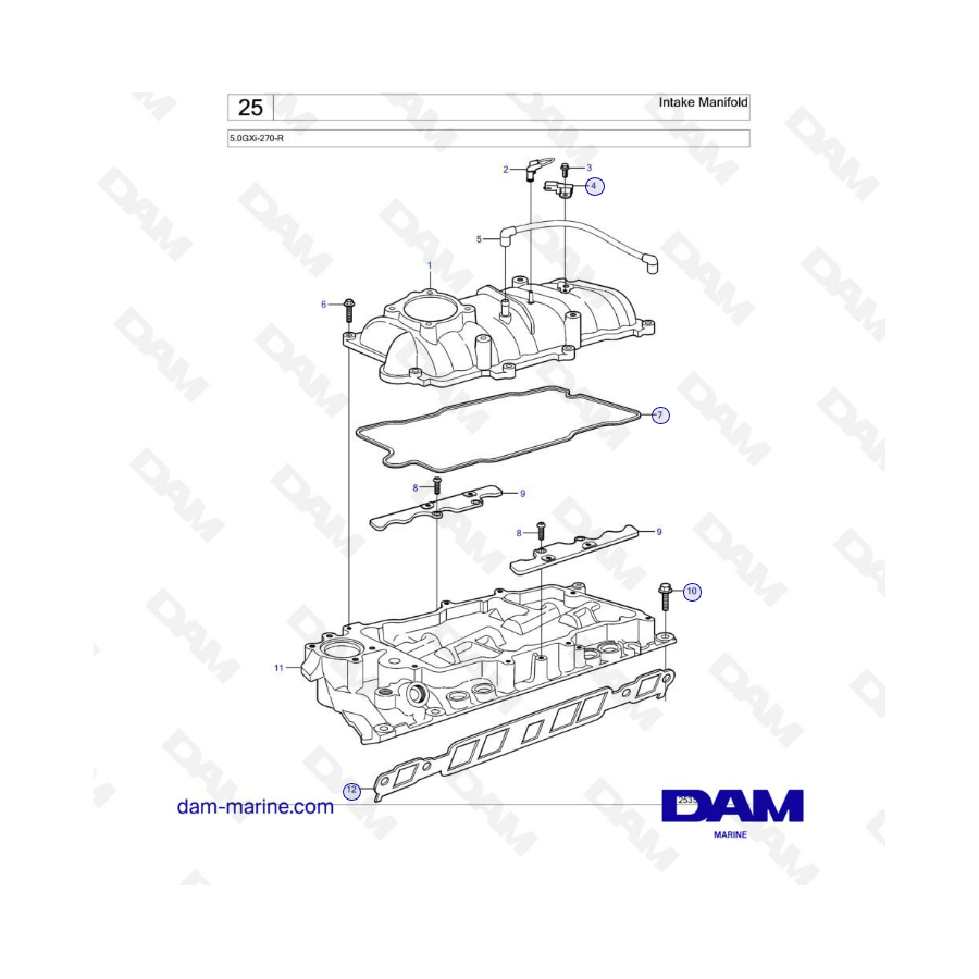 Volvo Penta 5.0L GXI - Colector de admisión