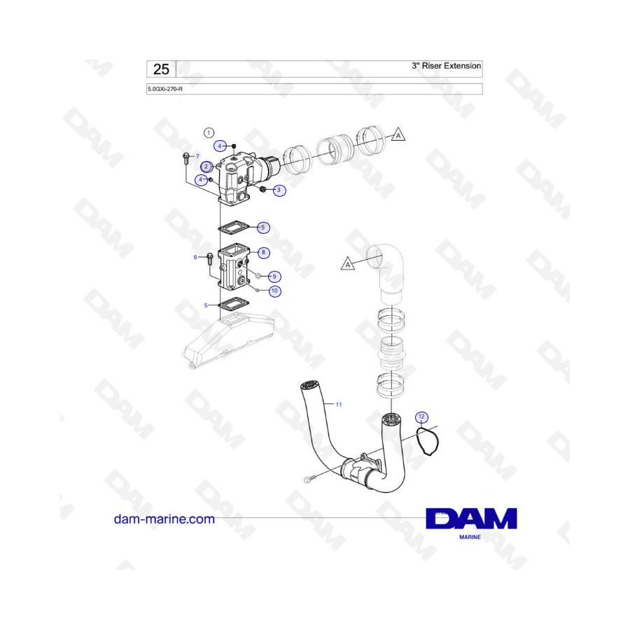 Volvo Penta 5.0L GXI - Extensión de elevador de 3"