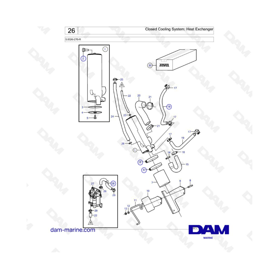 Volvo Penta 5.0L GXI - Closed Cooling System: Heat Exchanger