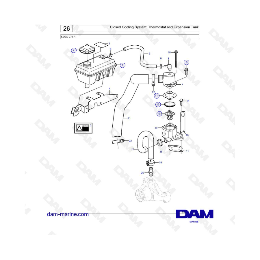 Volvo Penta 5.0L GXI - Sistema de Refrigeración Cerrado: Termostato y Vaso de Expansión