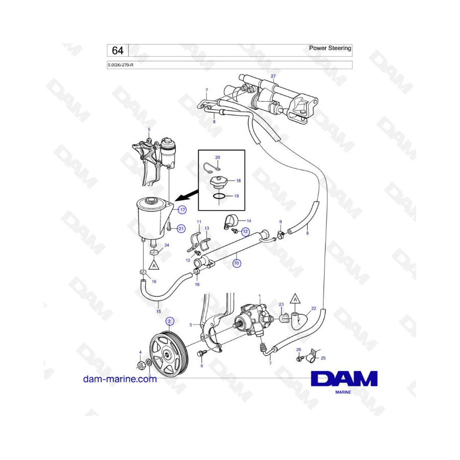 Volvo Penta 5.0L GXI - Dirección asistida