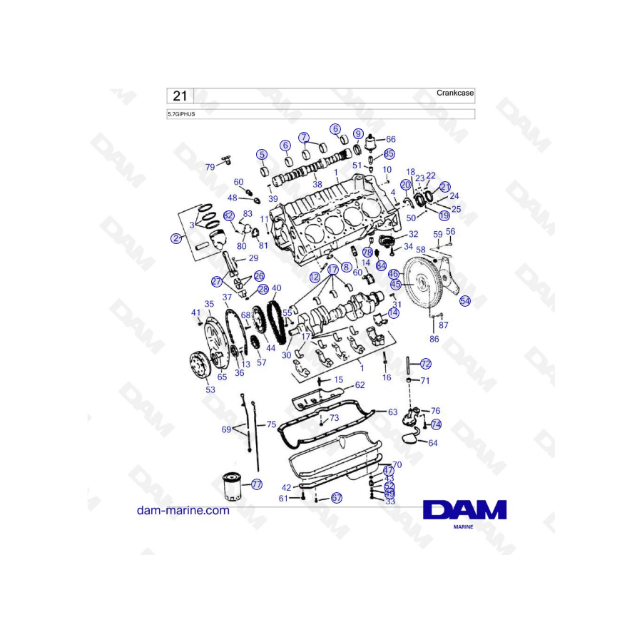 Volvo Penta 5.7L GI - Crankcase