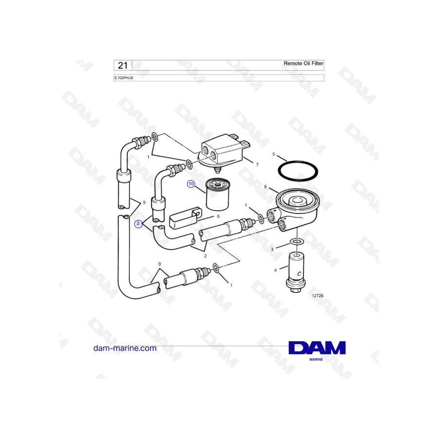 Volvo Penta 5.7L GI - Filtro de aceite remoto