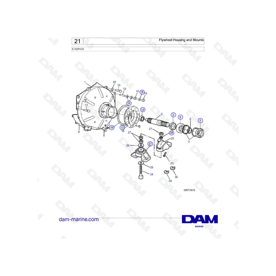 Volvo Penta 5.7L GI - Carcasa del volante y soportes