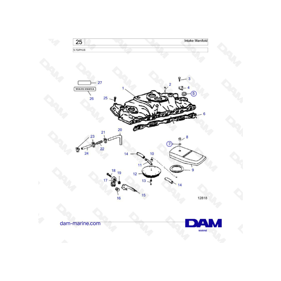 Volvo Penta 5.7L GI - Colector de admisión