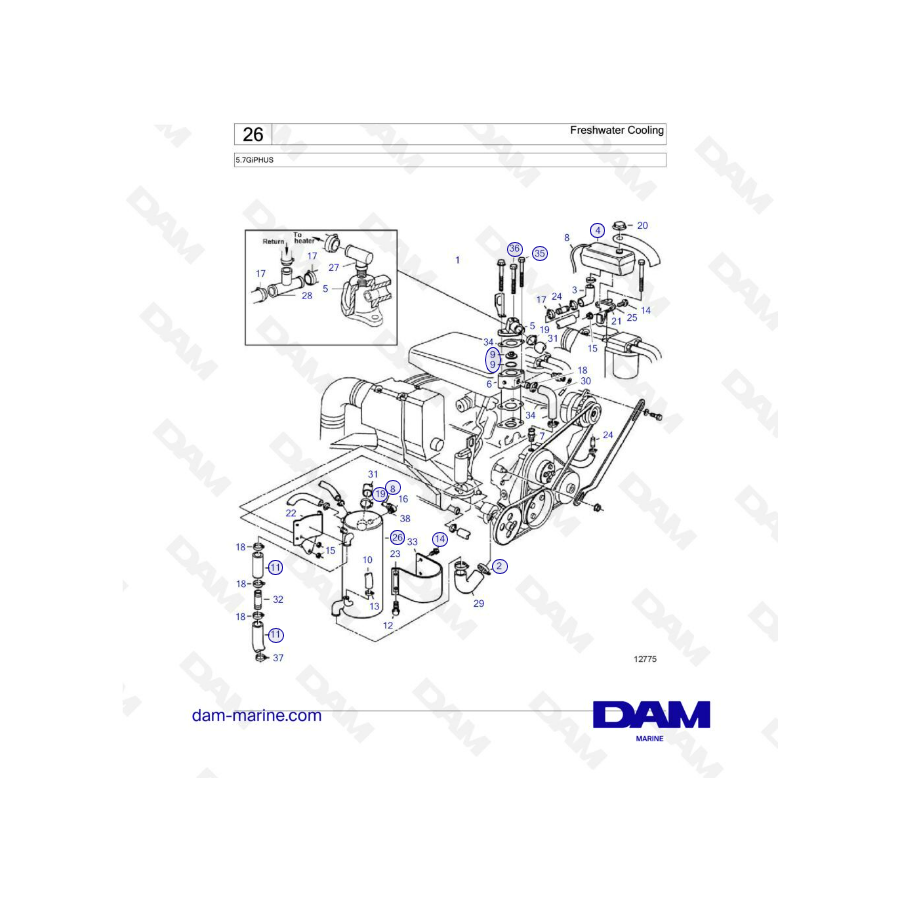 Volvo Penta 5.7L GI - Freshwater cooling