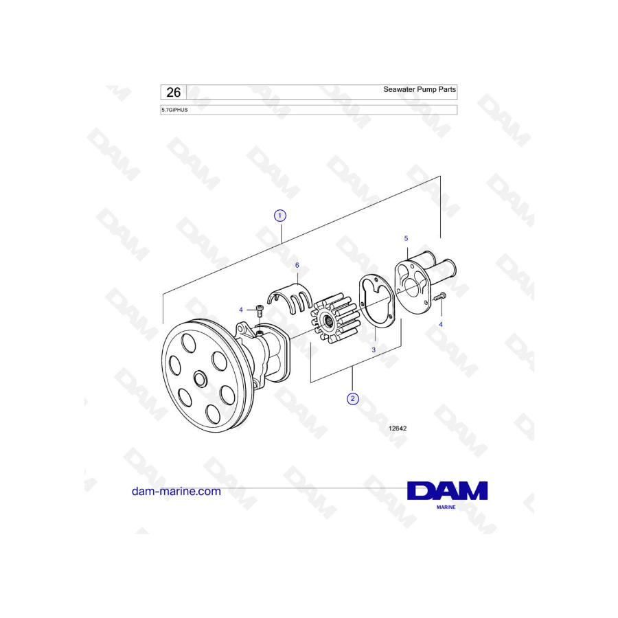 Volvo Penta 5.7L GI - Seawater pump parts