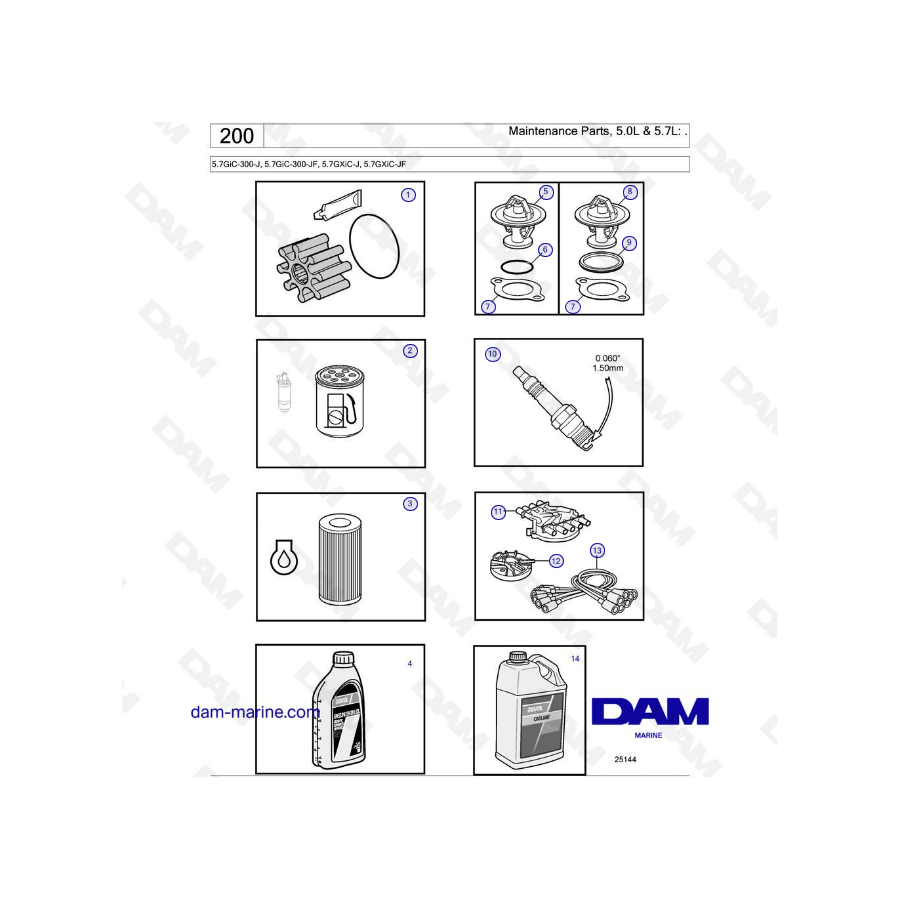 Volvo Penta 5.7L GXI - Piezas de mantenimiento