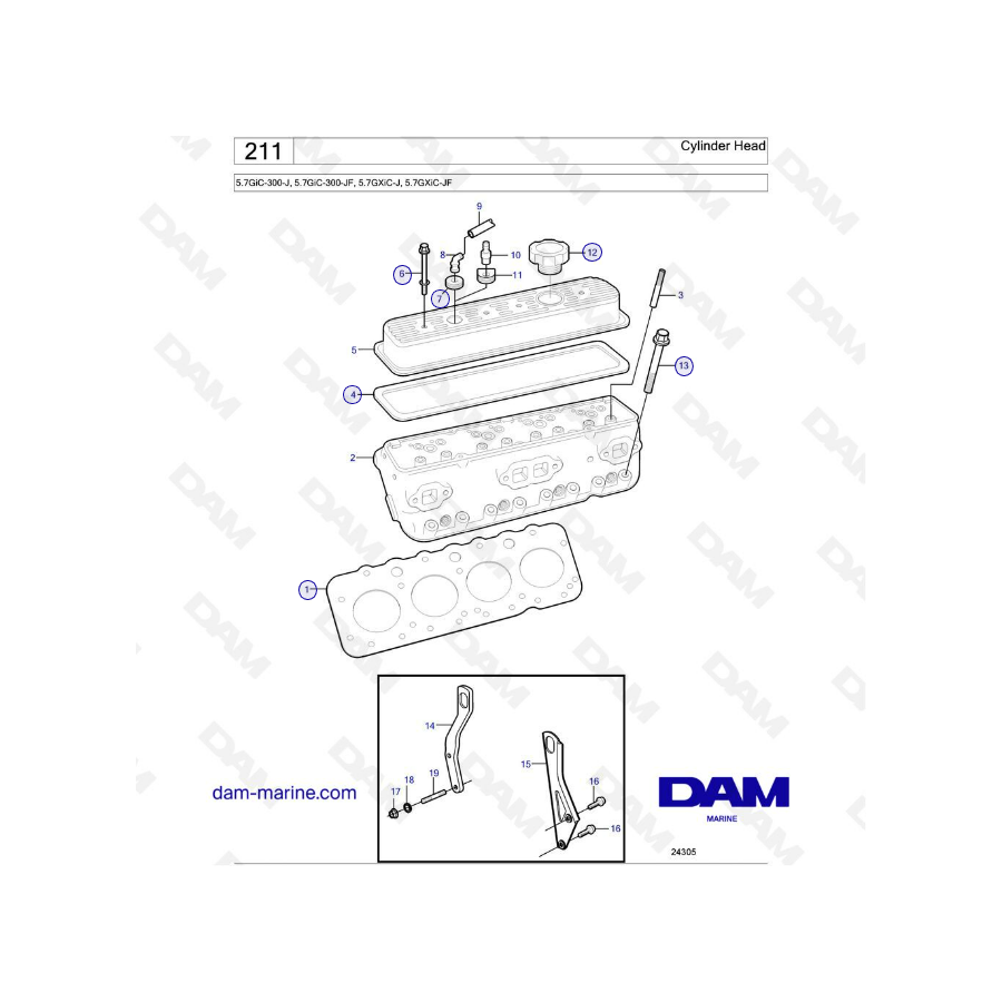 Volvo Penta 5.7L GXI - Culata