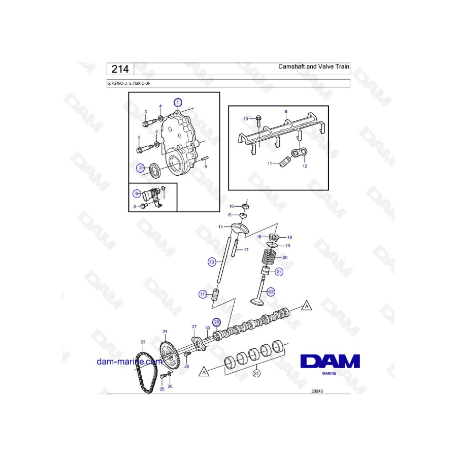 Volvo Penta 5.7L GXI - Camshaft & valve train