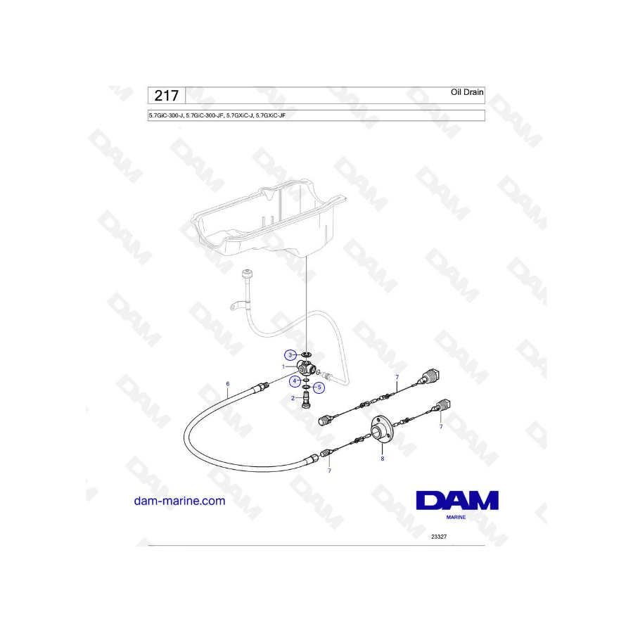 Volvo Penta 5.7L GXI - Drenaje de aceite