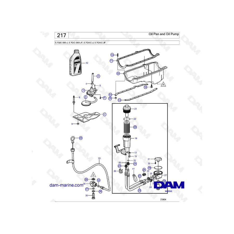 Volvo Penta 5.7L GXI - Oil pan & Oil pump