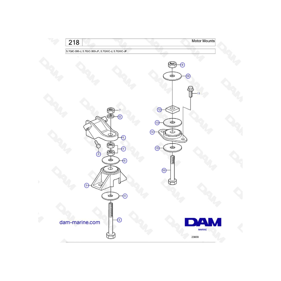 Volvo Penta 5.7L GXI - Soportes de motor