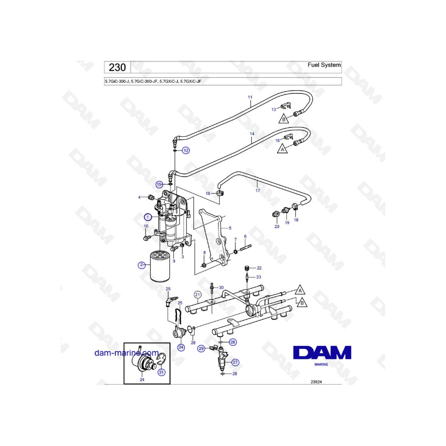 Volvo Penta 5.7L GXI - Fuel system