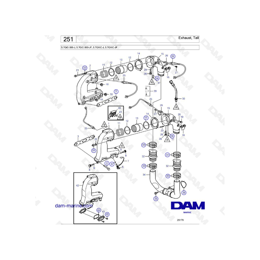 Volvo Penta 5.7L GXI - Escape alto