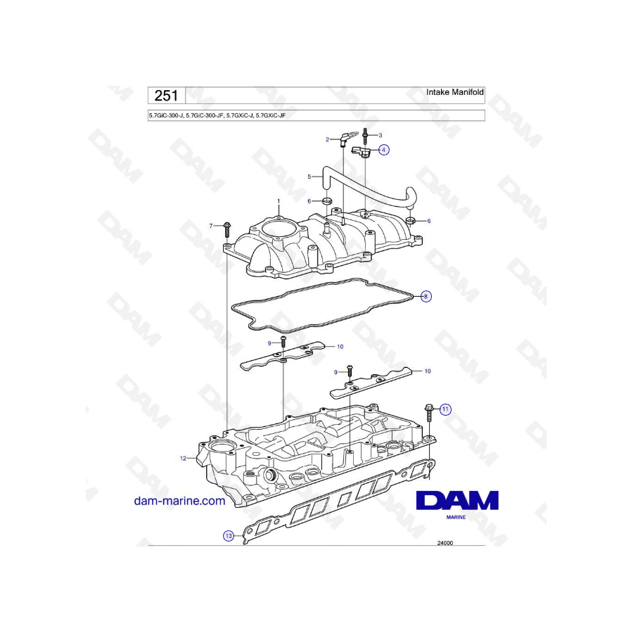 Volvo Penta 5.7L GXI - Colector de admisión