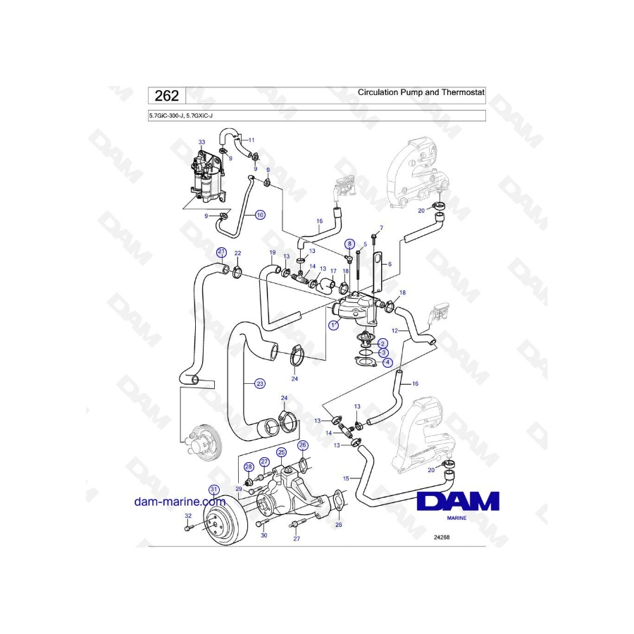 Volvo Penta 5.7L GXI - Circulating pump and Thermostat