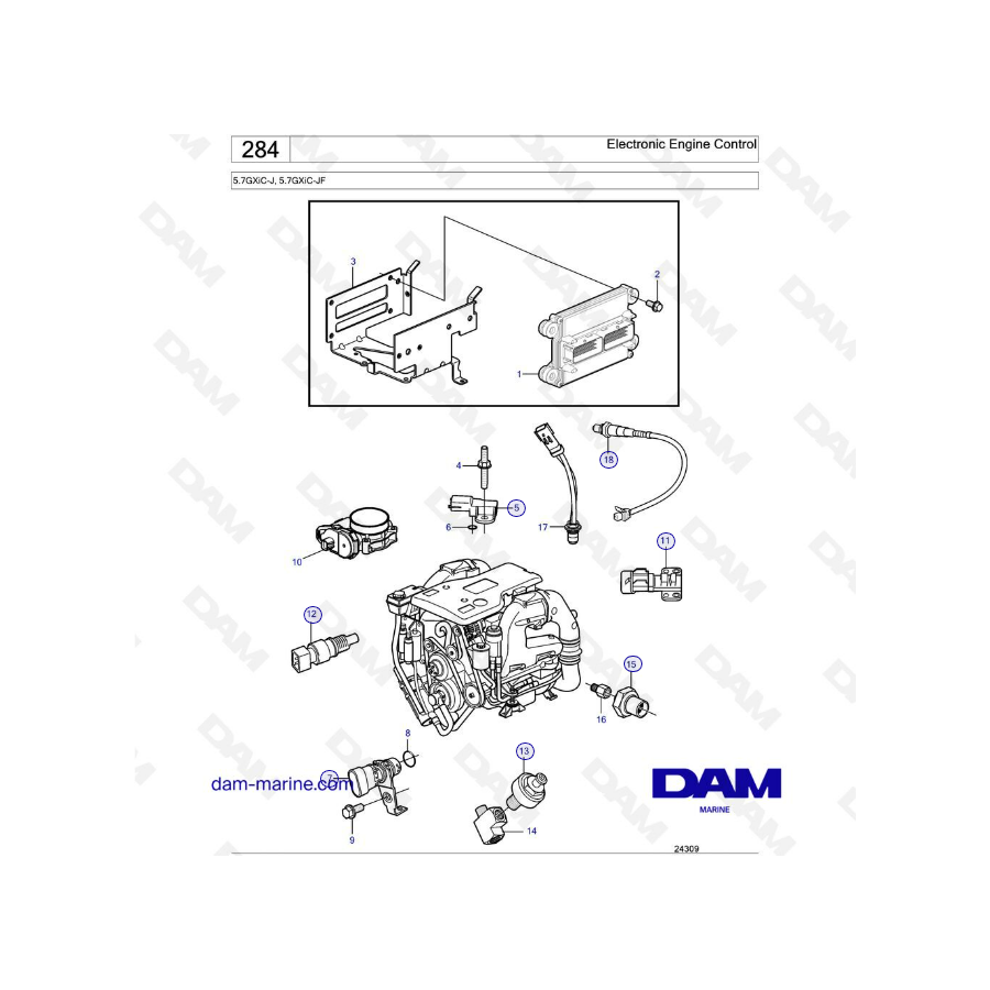 Volvo Penta 5.7L GXI - Control electrónico del motor