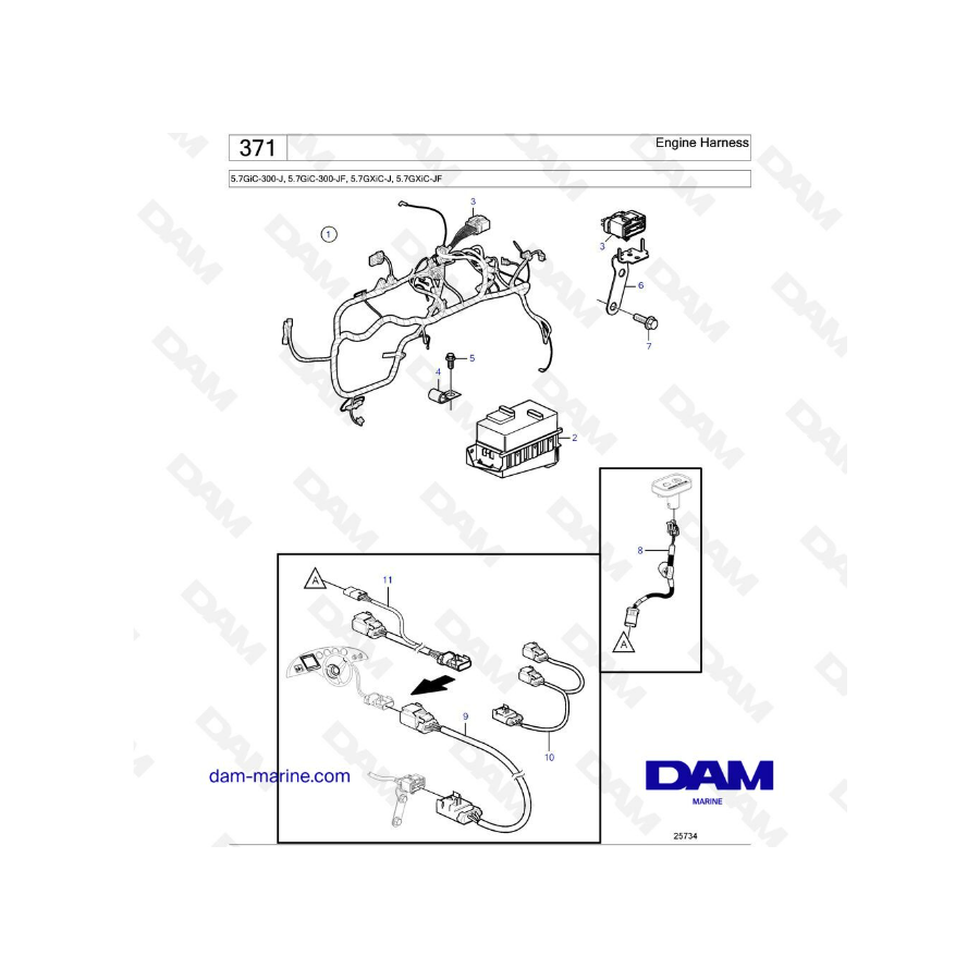 Volvo Penta 5.7L GXI - Arnés de motor