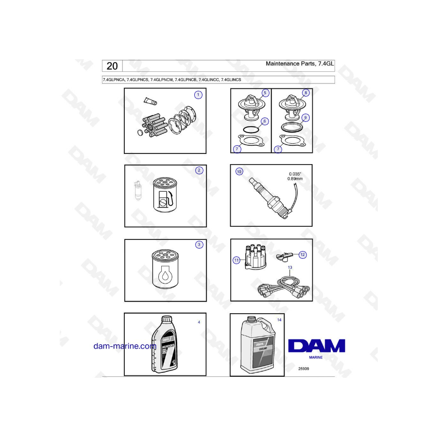 Volvo Penta 7.4L GL - Maintenance Parts