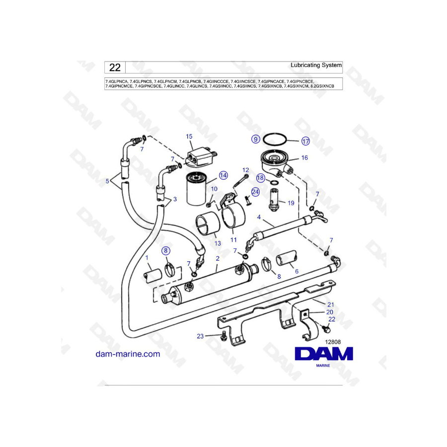 Volvo Penta 7.4L GL - Lubricating system