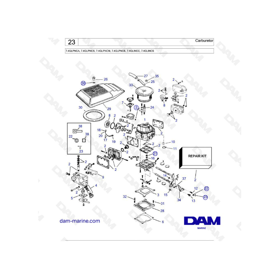 Volvo Penta 7.4L GL - Carburador